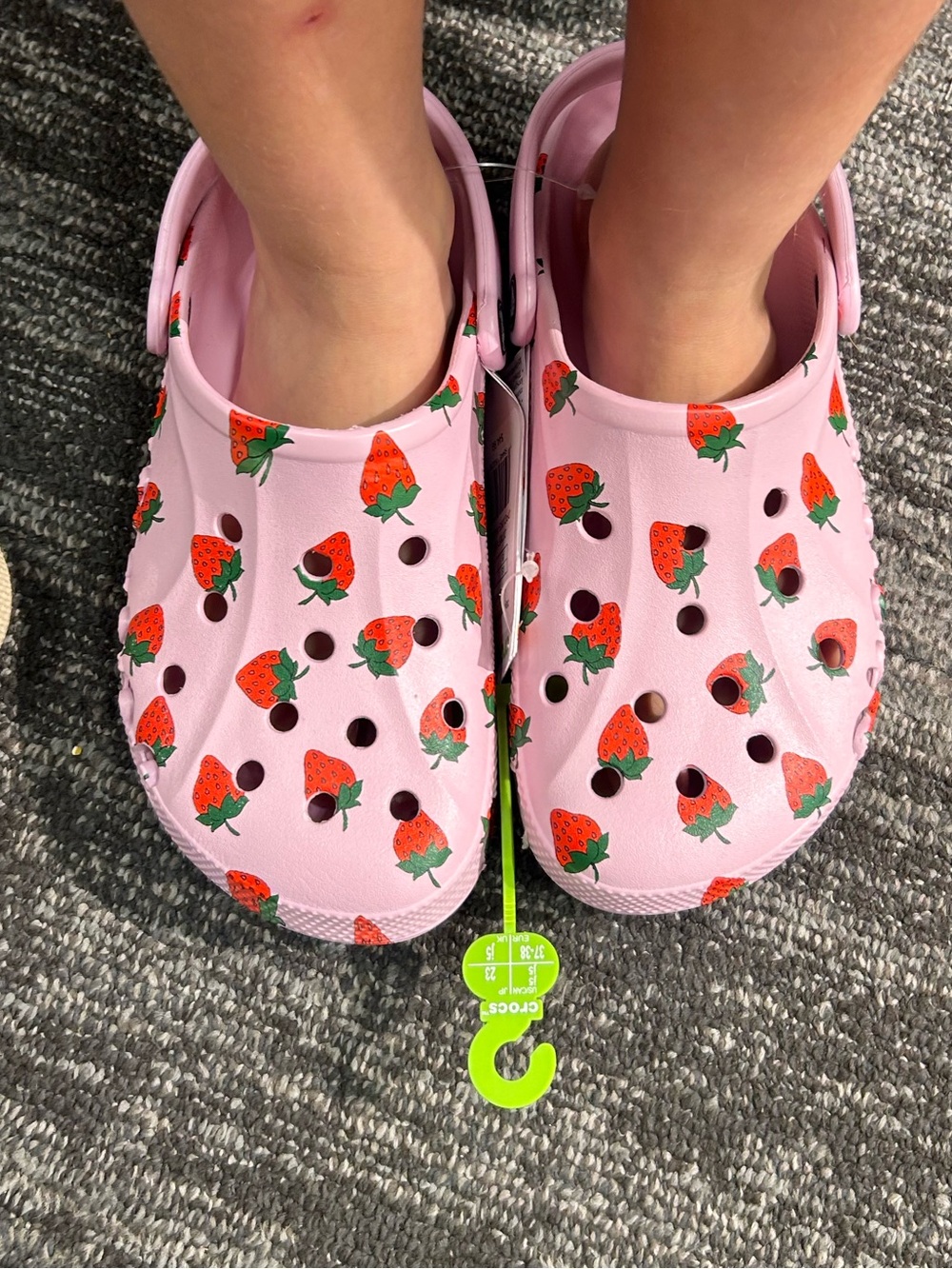 CROCS Pink Strawberry Print Kids Clogs